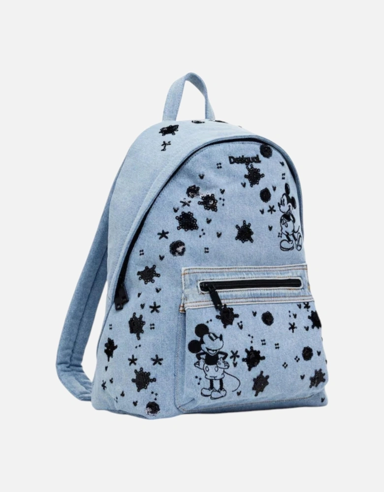 Printed Rucksack with Zip Fastening Women - Light Blue Bags