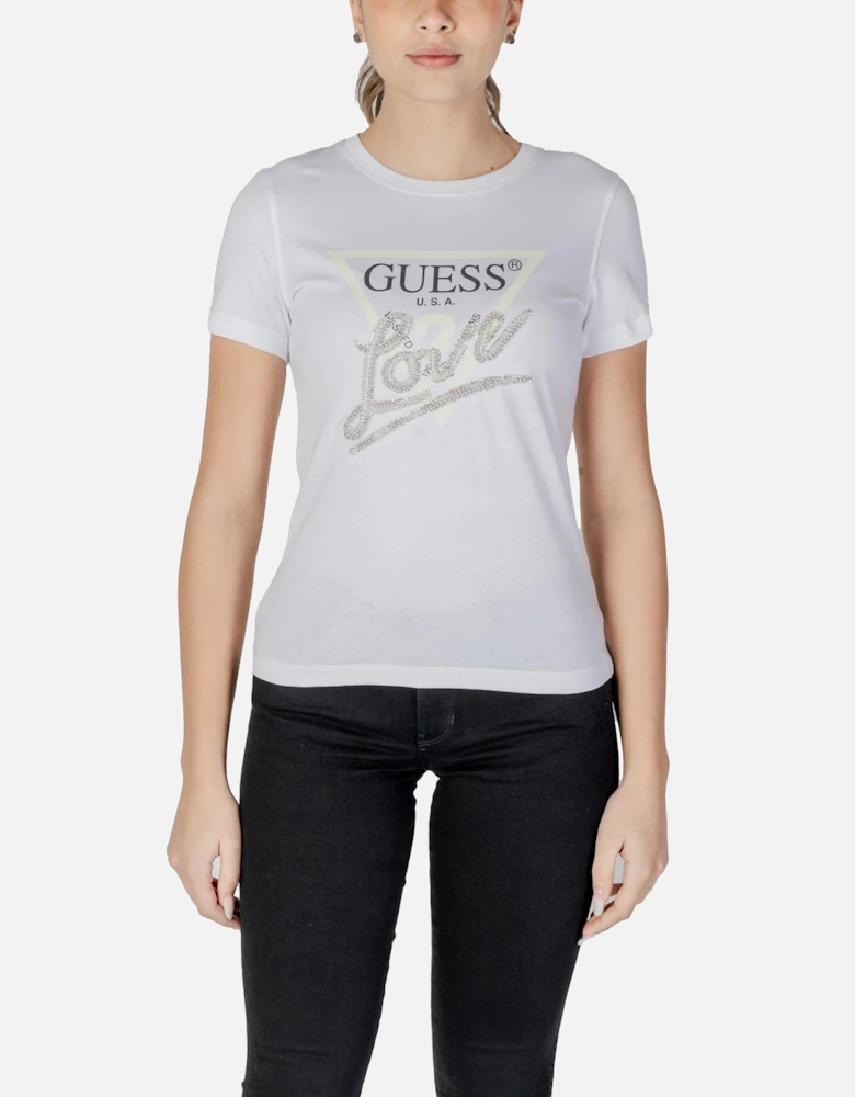 Printed Short Sleeve Round Neck T-shirt Women - White Shirts