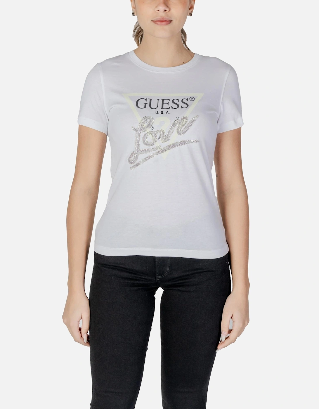 Printed Short Sleeve Round Neck T-shirt Women - White Shirts, 4 of 3