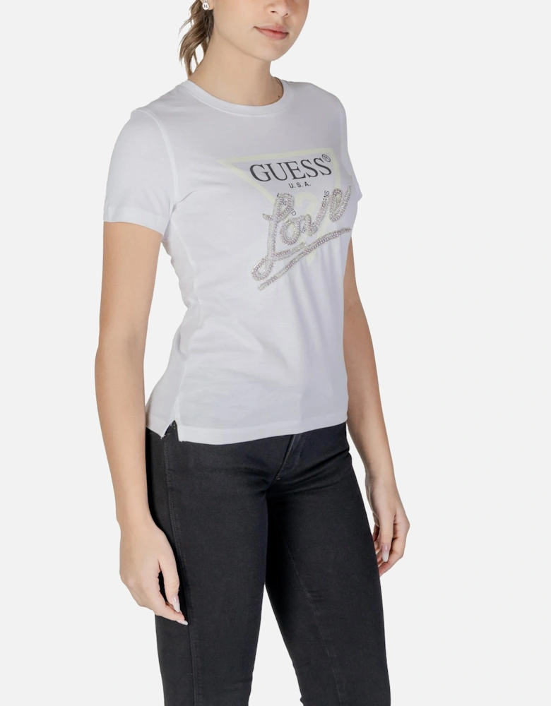 Printed Short Sleeve Round Neck T-shirt Women - White Shirts
