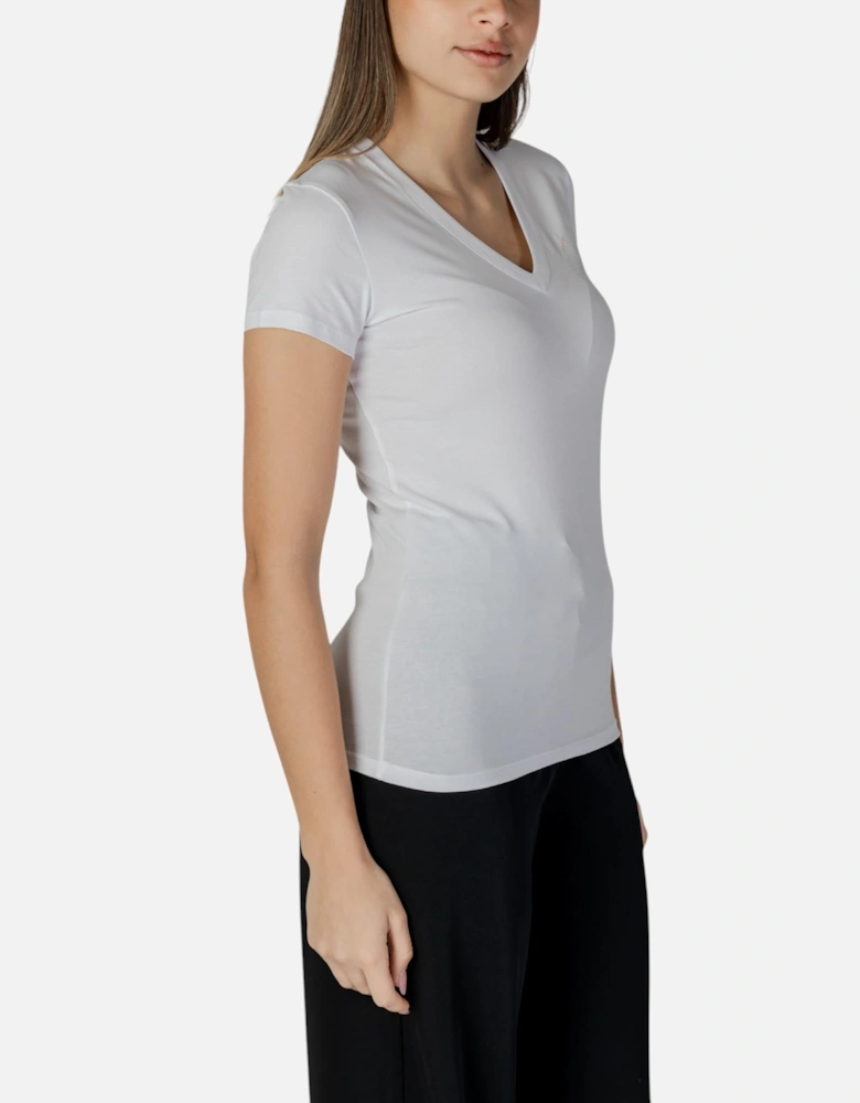 V-Neck Short Sleeve Cotton T-Shirt Women - White Shirts