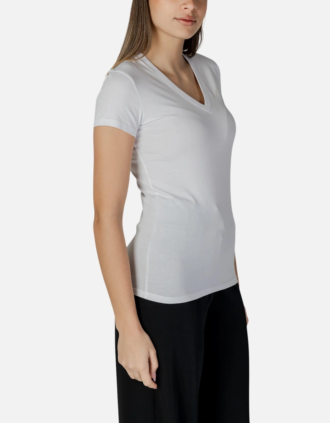 V-Neck Short Sleeve Cotton T-Shirt Women - White Shirts