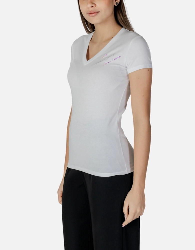 V-Neck Short Sleeve Cotton T-Shirt Women - White Shirts