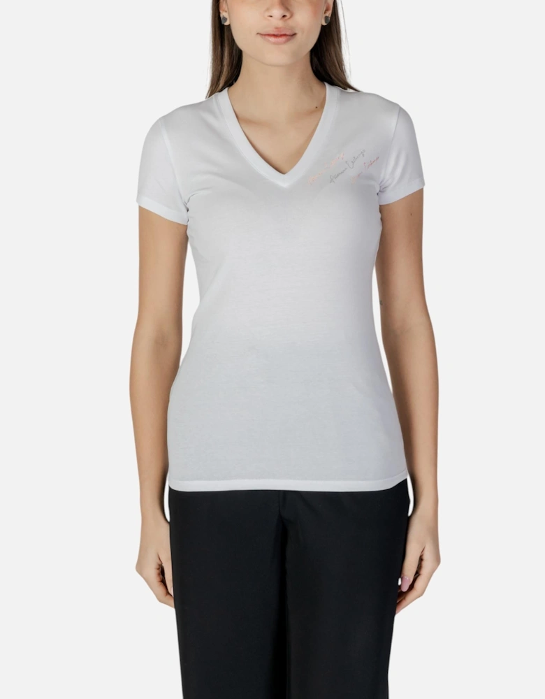 V-Neck Short Sleeve Cotton T-Shirt Women - White Shirts