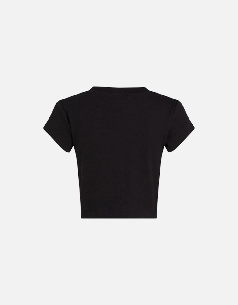 Round Neck Short Sleeve T-Shirt Women - Black Shirts
