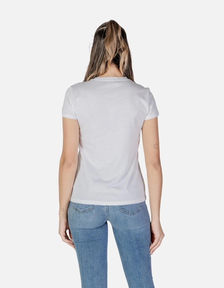 Printed Cotton T-Shirt with Round Neck Women - White Shirts