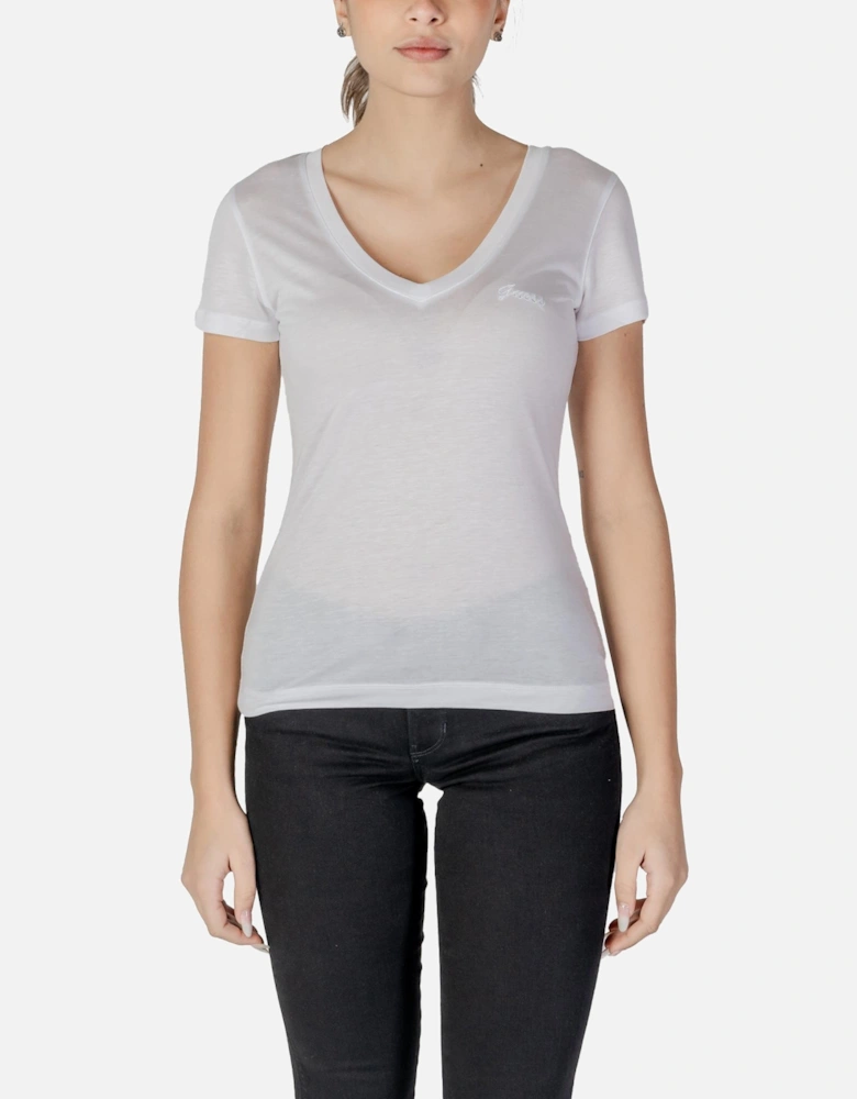 V-Neck Short Sleeve Lyocell T-Shirt Women - White Shirts