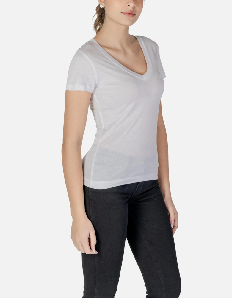 V-Neck Short Sleeve Lyocell T-Shirt Women - White Shirts