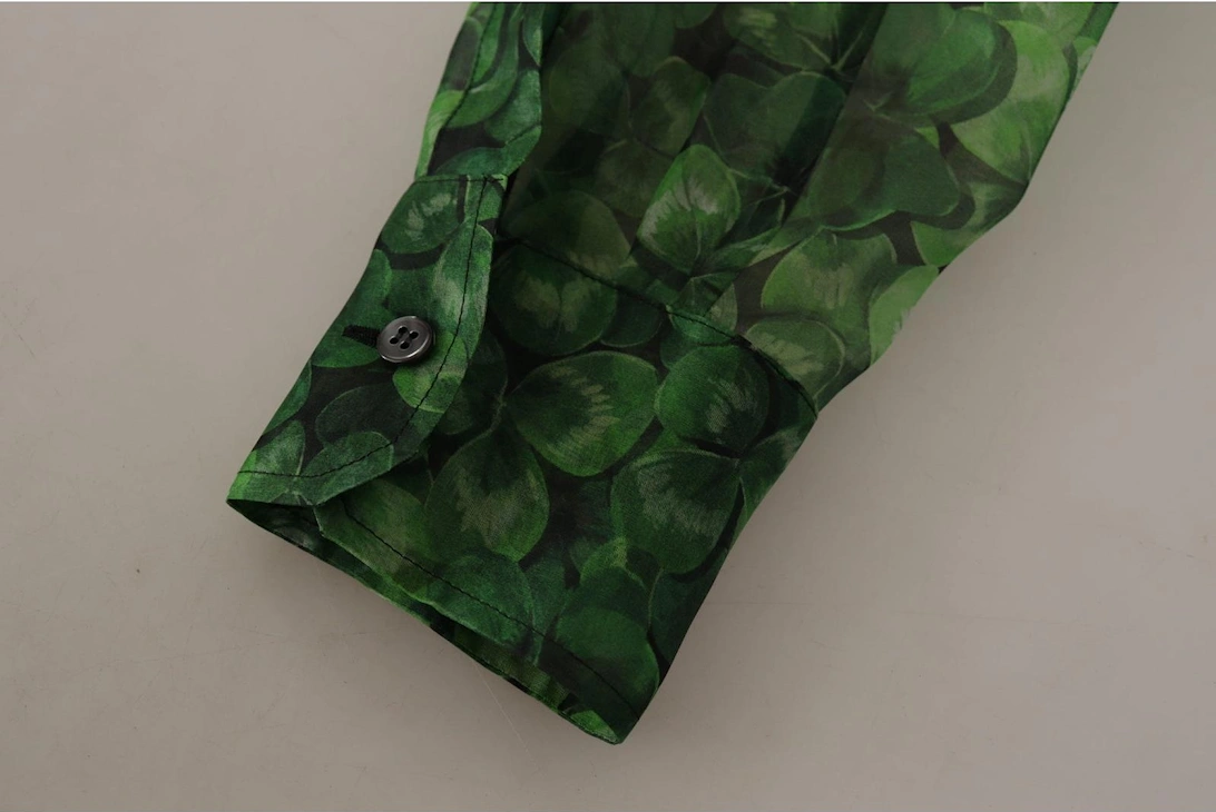 Clover Print Silk Shirt TSH7863 Women - Green T-Shirts