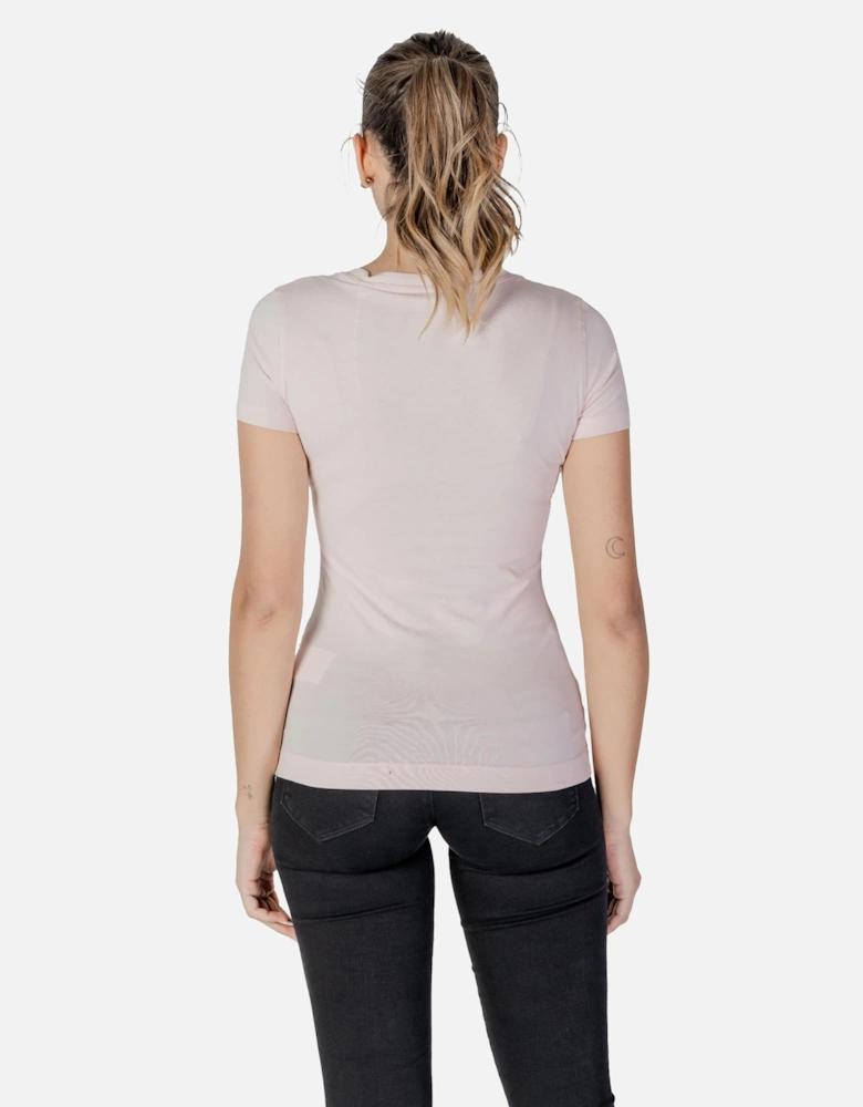 Rhinestone Print Short Sleeve T-shirt Women - Pink Shirts