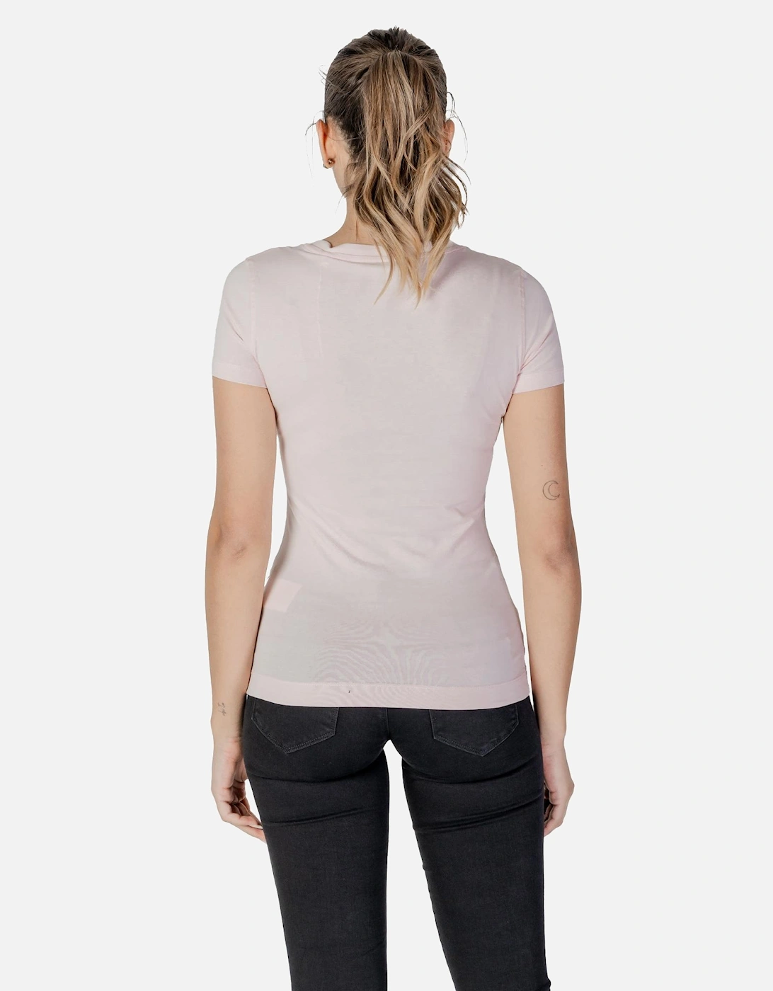 Rhinestone Print Short Sleeve T-shirt Women - Pink Shirts