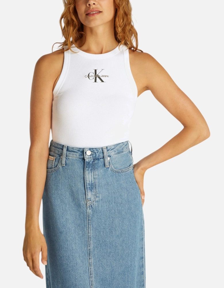 Sleeveless Boat Neck Printed Tank-Top Women - White Tops