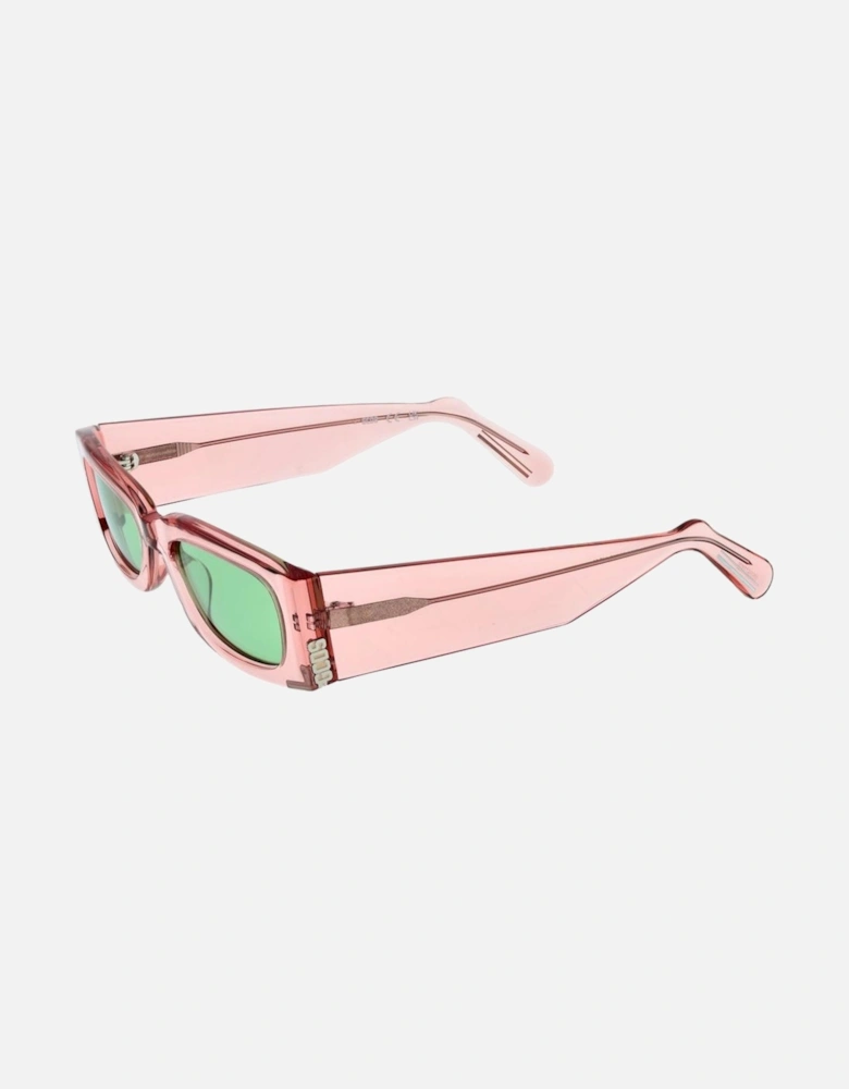 Acetate Full-Rim Rectangle Sunglasses with Green Lenses Unisex - Pink