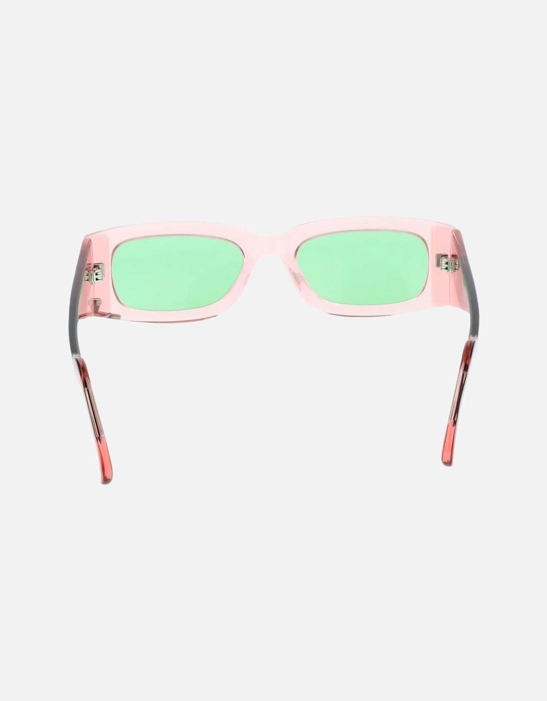 Acetate Full-Rim Rectangle Sunglasses with Green Lenses Unisex - Pink