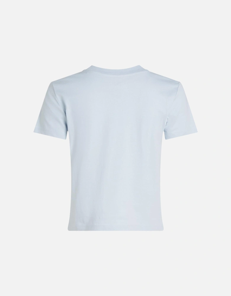 Printed Organic Cotton T-shirt with Short Sleeves Women - Light Blue