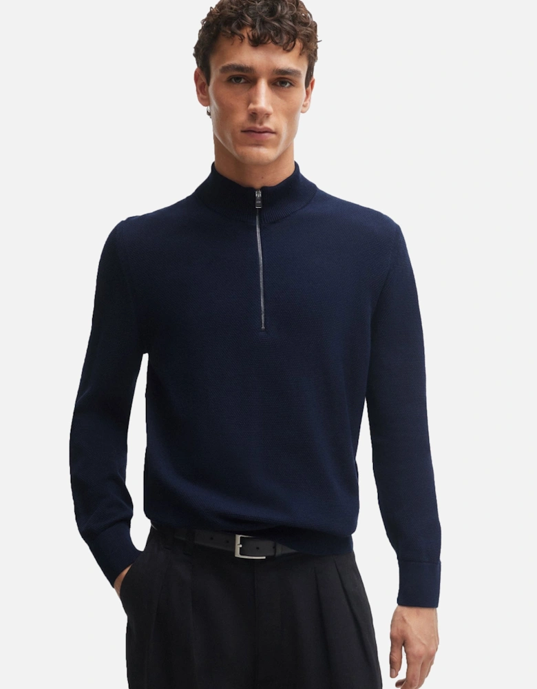 Boss Ebrando P Half Zip Knitwear Dark Blue