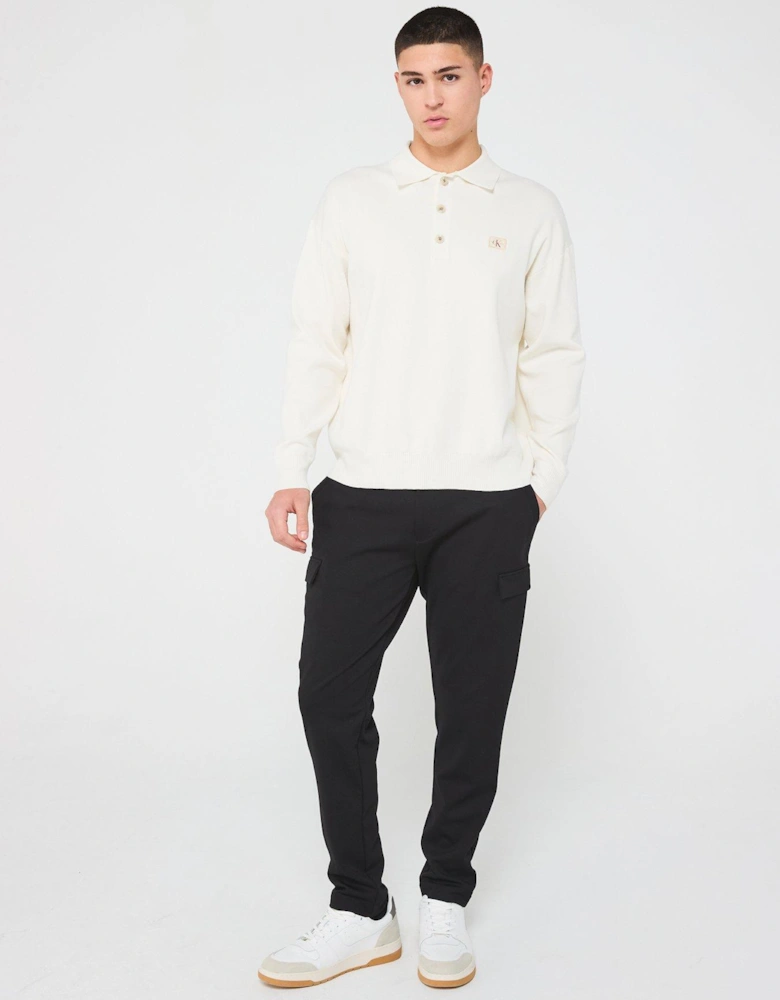 Cotton Polo Knitted Jumper - Cream