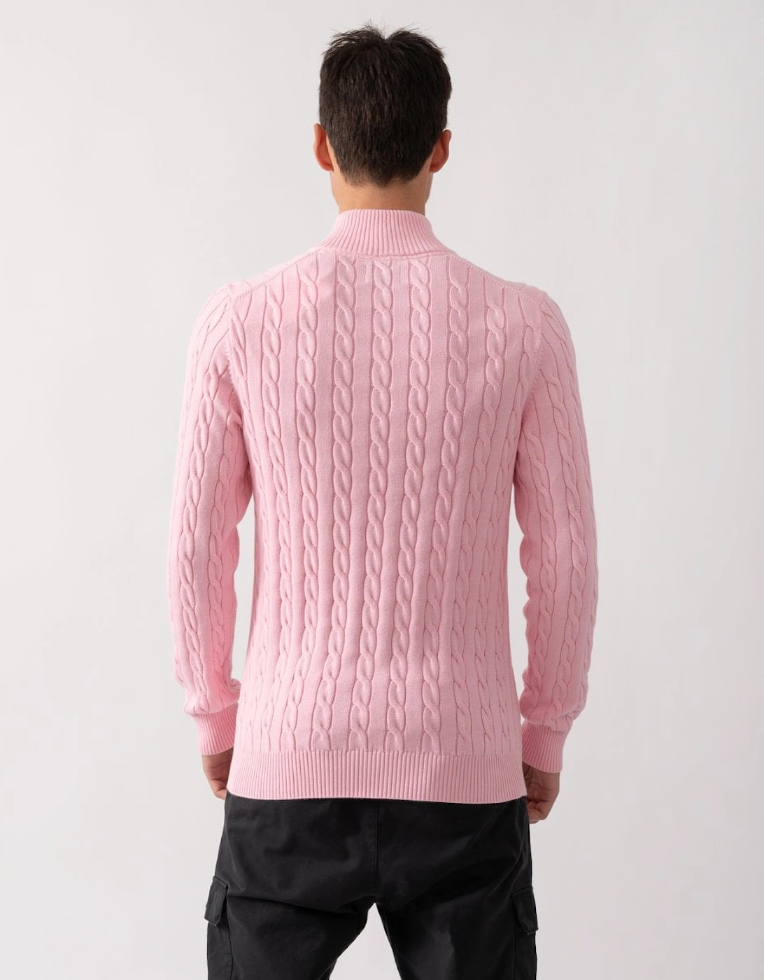 Mens Cotton Cable Half Zip Jumper