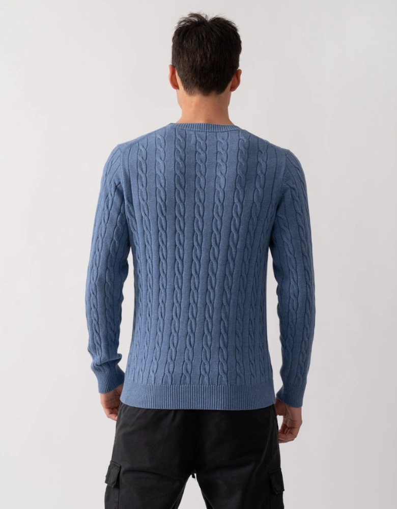 Mens Cotton Cable Knit Crew Neck Jumper