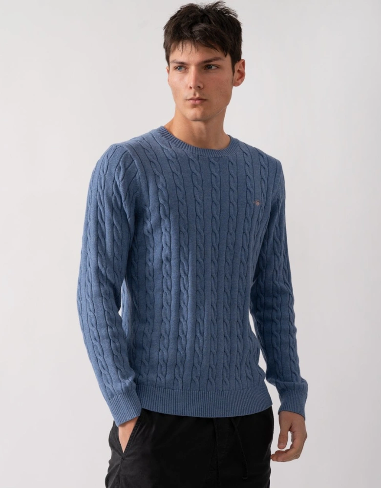 Mens Cotton Cable Knit Crew Neck Jumper