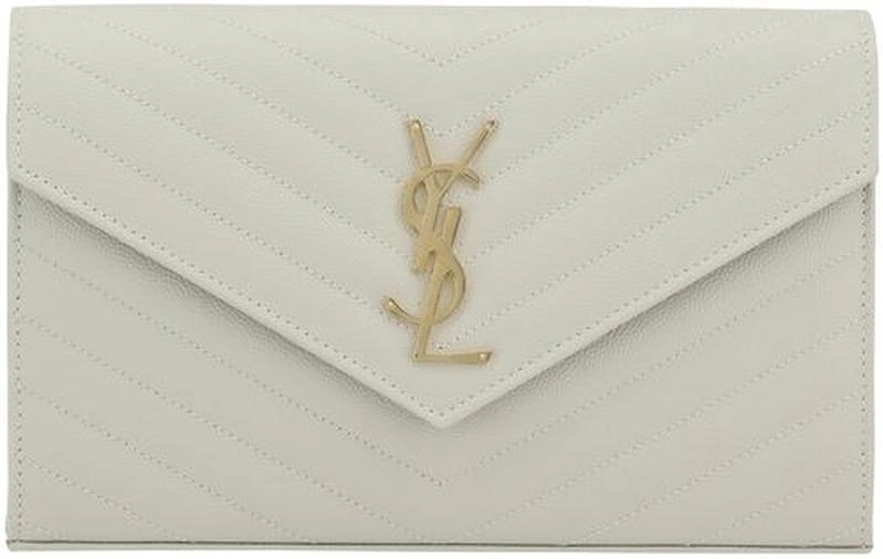 Monogram Leather Shoulder Bag with Golden Chain Strap Women - White, 5 of 4