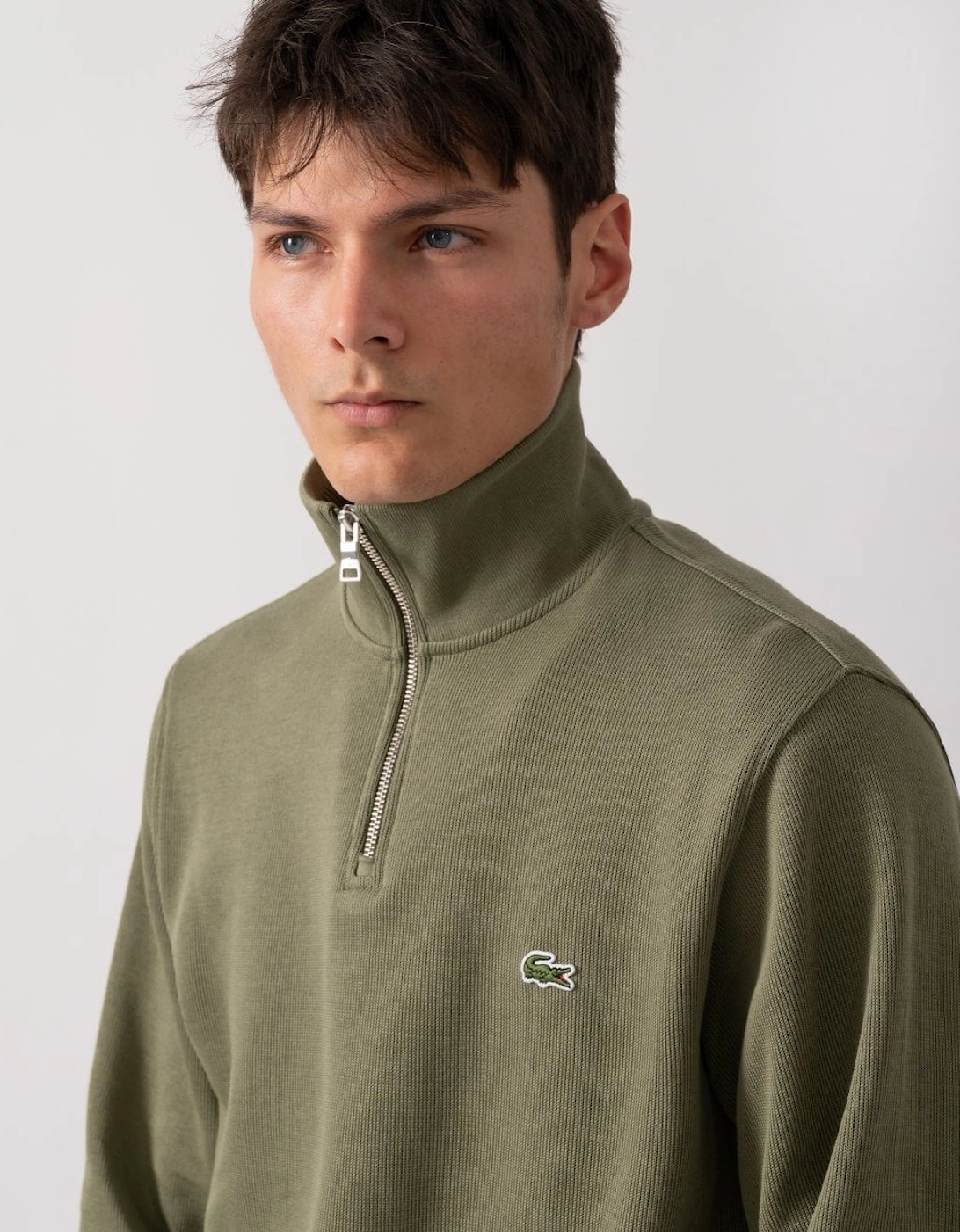 Mens Zippered Stand-Up Collar Cotton Sweatshirt