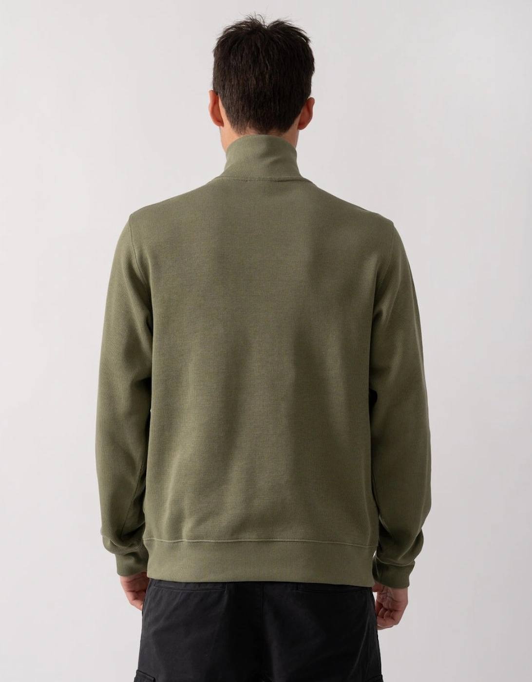 Mens Zippered Stand-Up Collar Cotton Sweatshirt