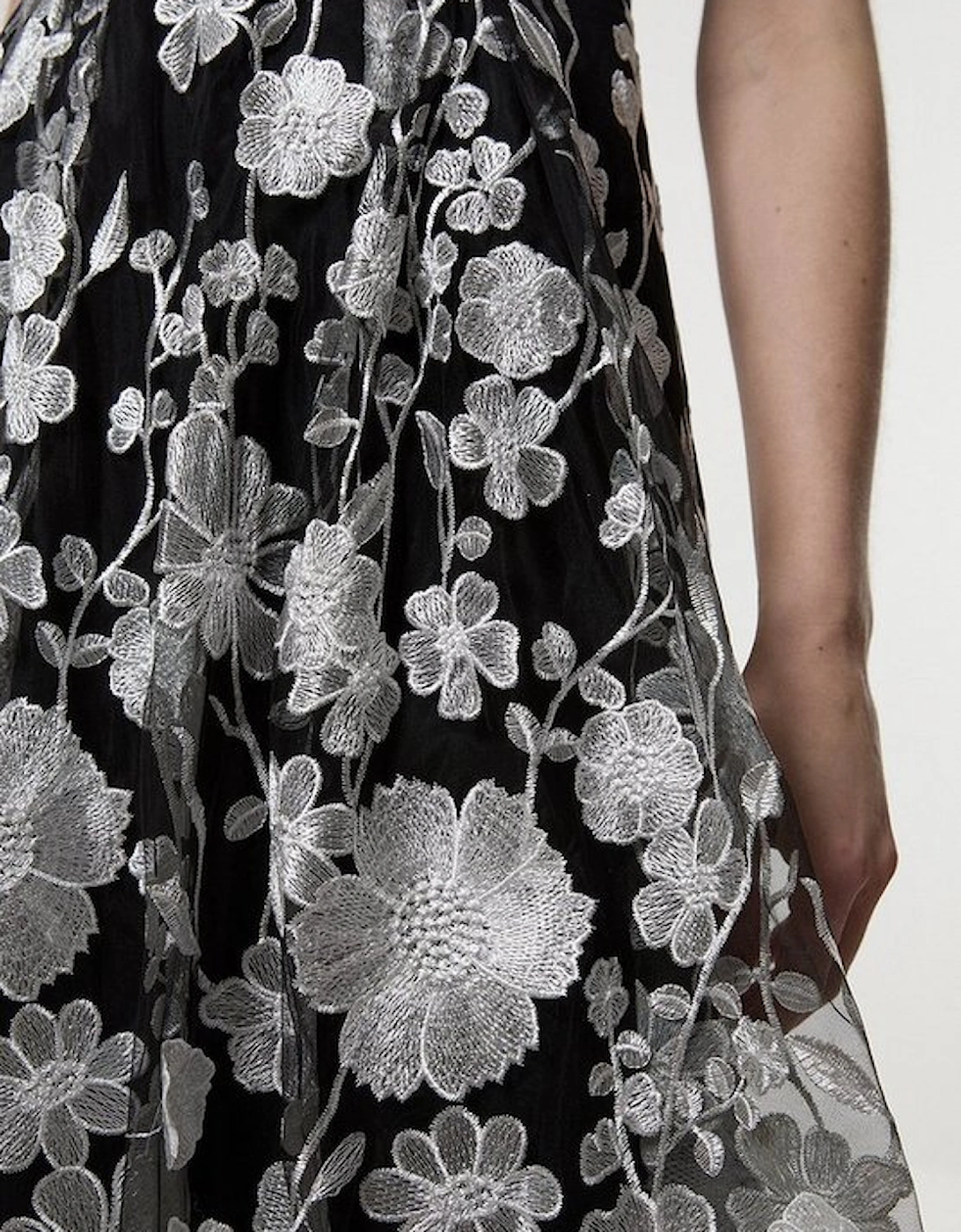 Floral Applique Corset Detail Woven Midi Dress