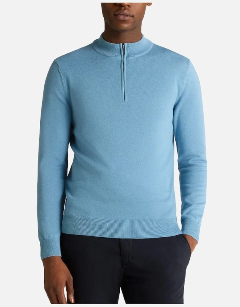 1/4 Zip Crew Neck Sweater Pale Blue