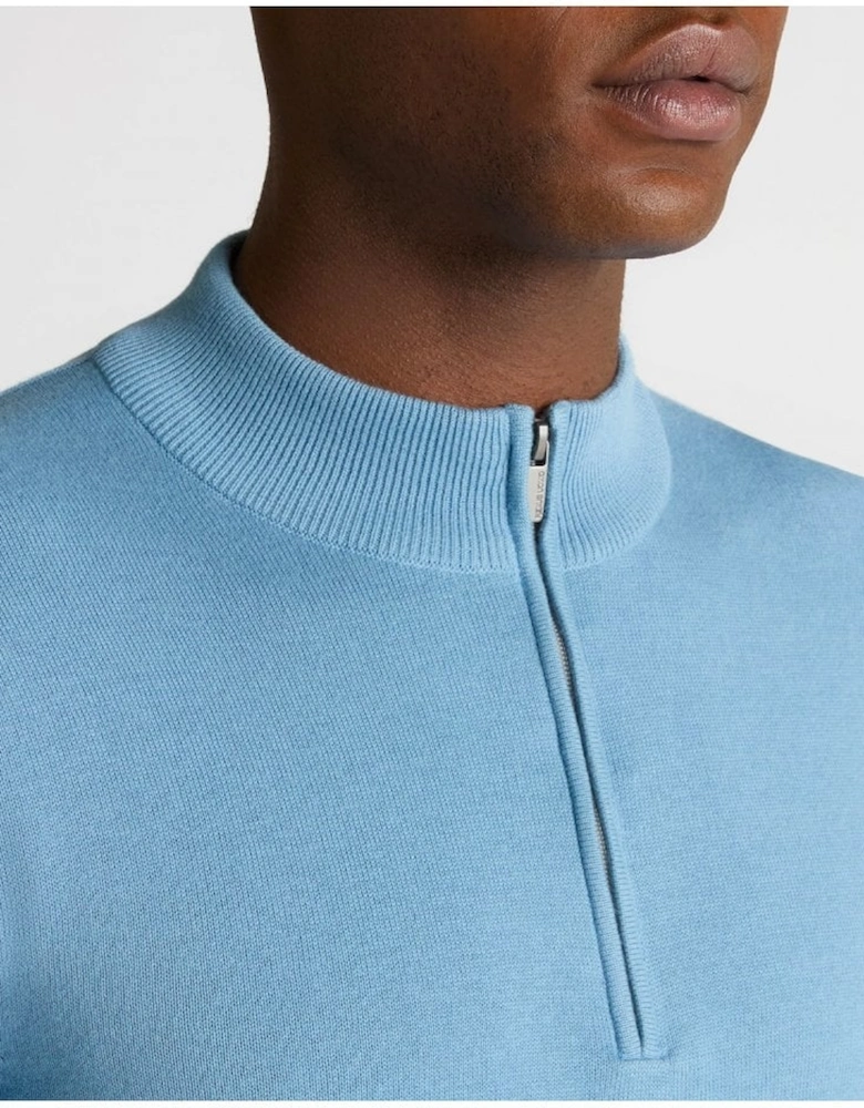 1/4 Zip Crew Neck Sweater Pale Blue