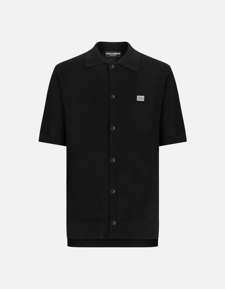 Plaque Knitted Polo Black