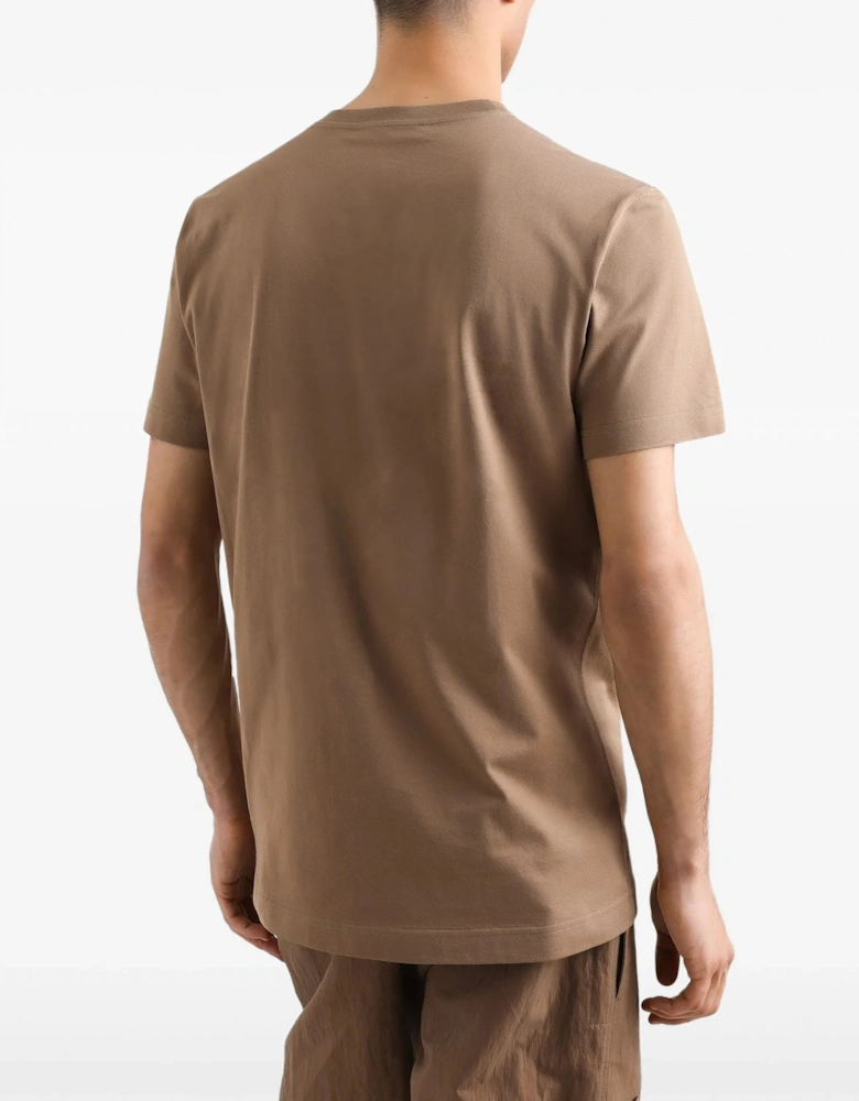 Plaque Cotton T-shirt Beige