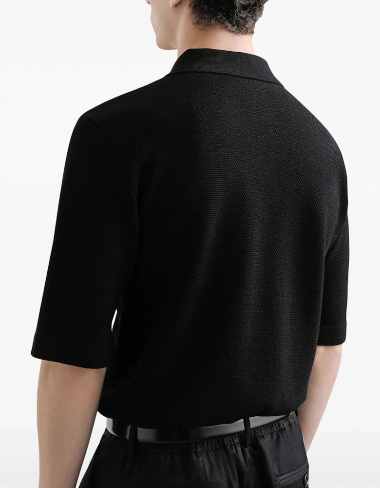 Plaque Knitted Polo Black