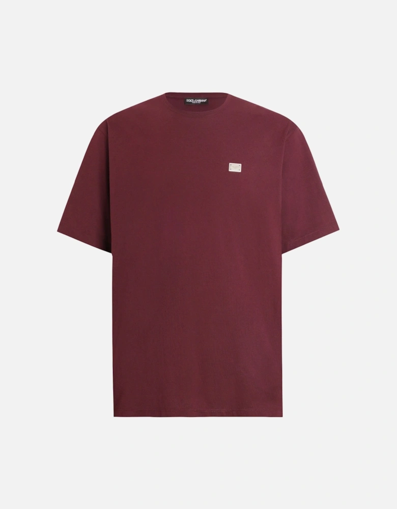 Plaque Cotton T-shirt Burgundy