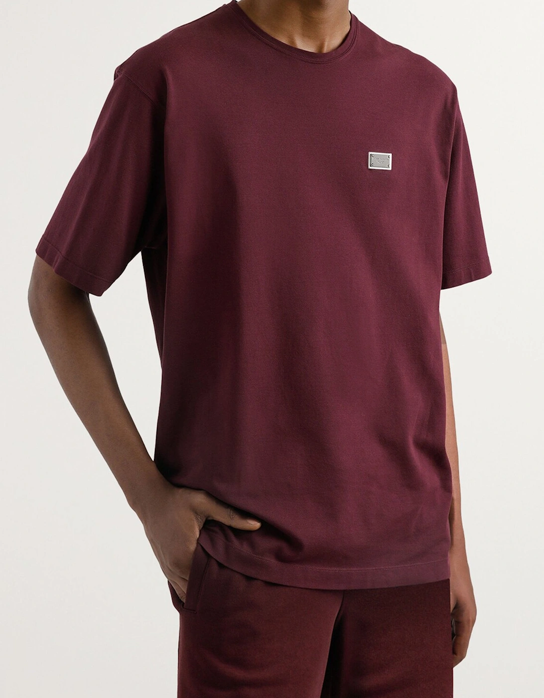 Plaque Cotton T-shirt Burgundy