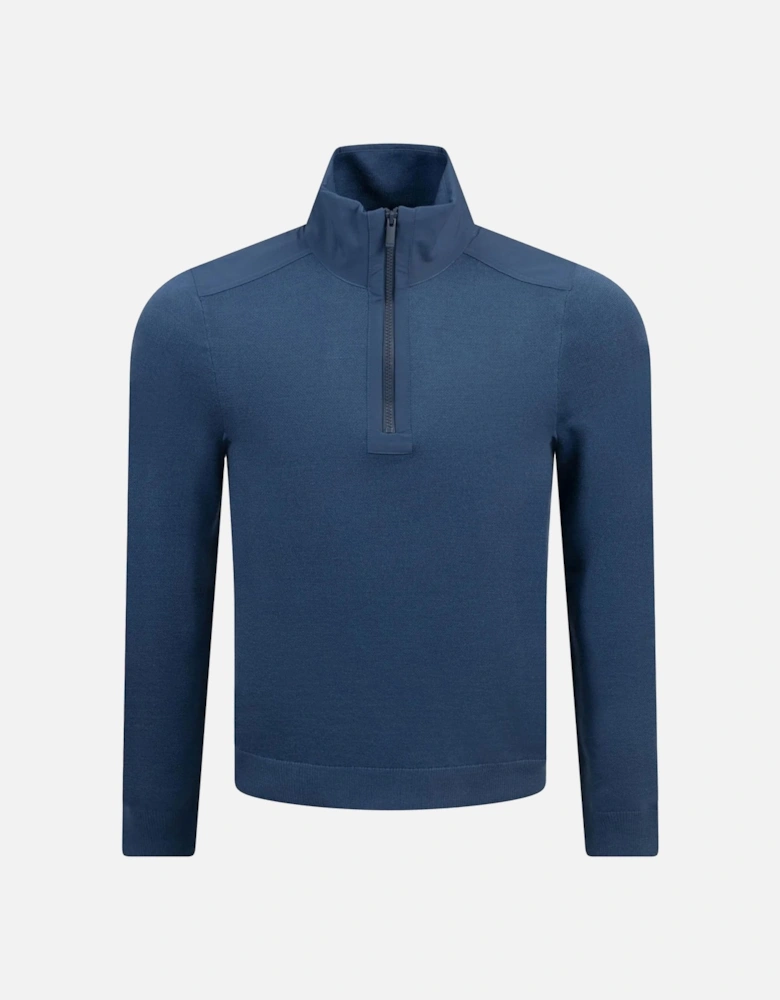 Boss P-bart Half Zip Knitwear Medium Blue