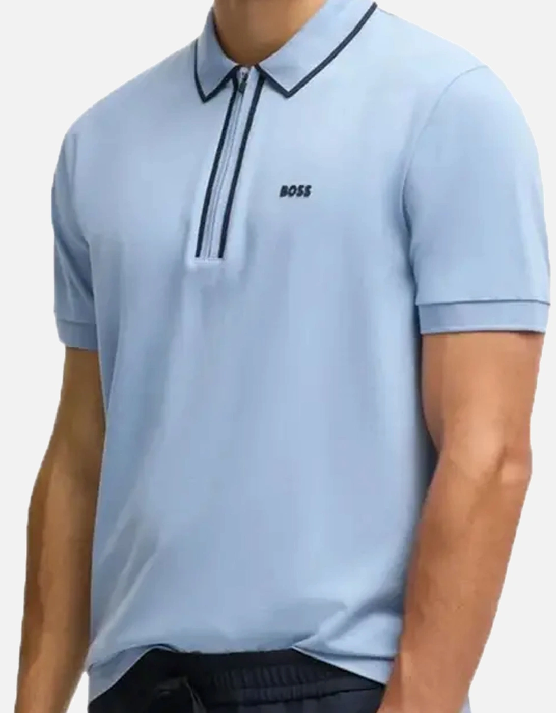 Boss Philix Tape Polo Shirt Open Blue