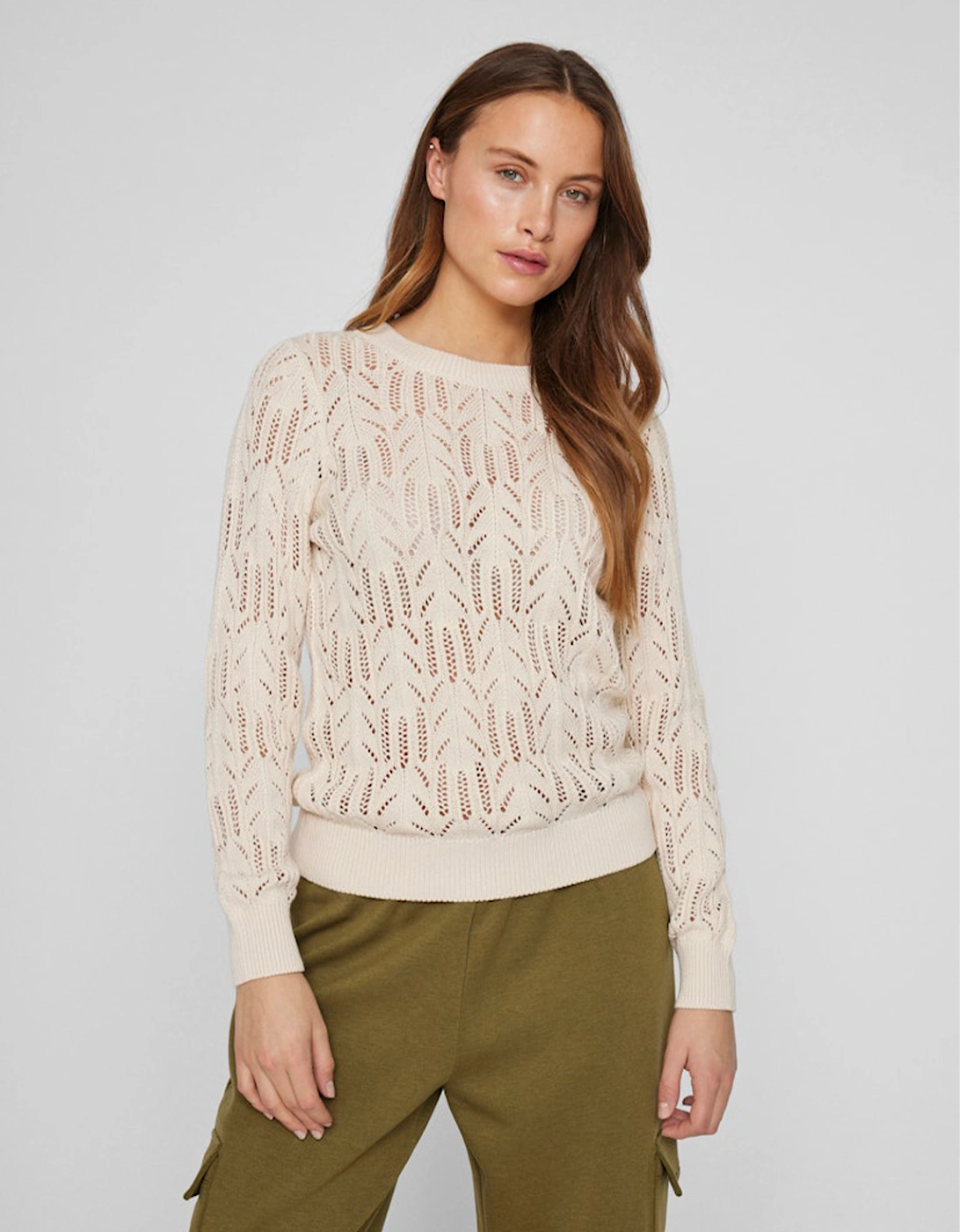 Cotti O-Neck Long Sleeve Knit Top Birch, 8 of 7