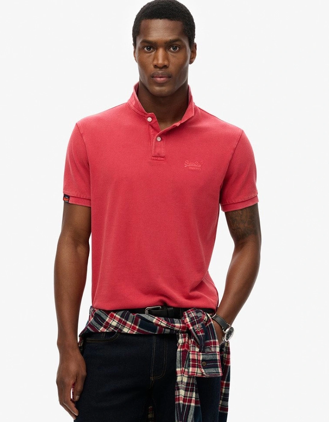 Men's Vintage Destroy Polo Cranberry Crush Red, 5 of 4