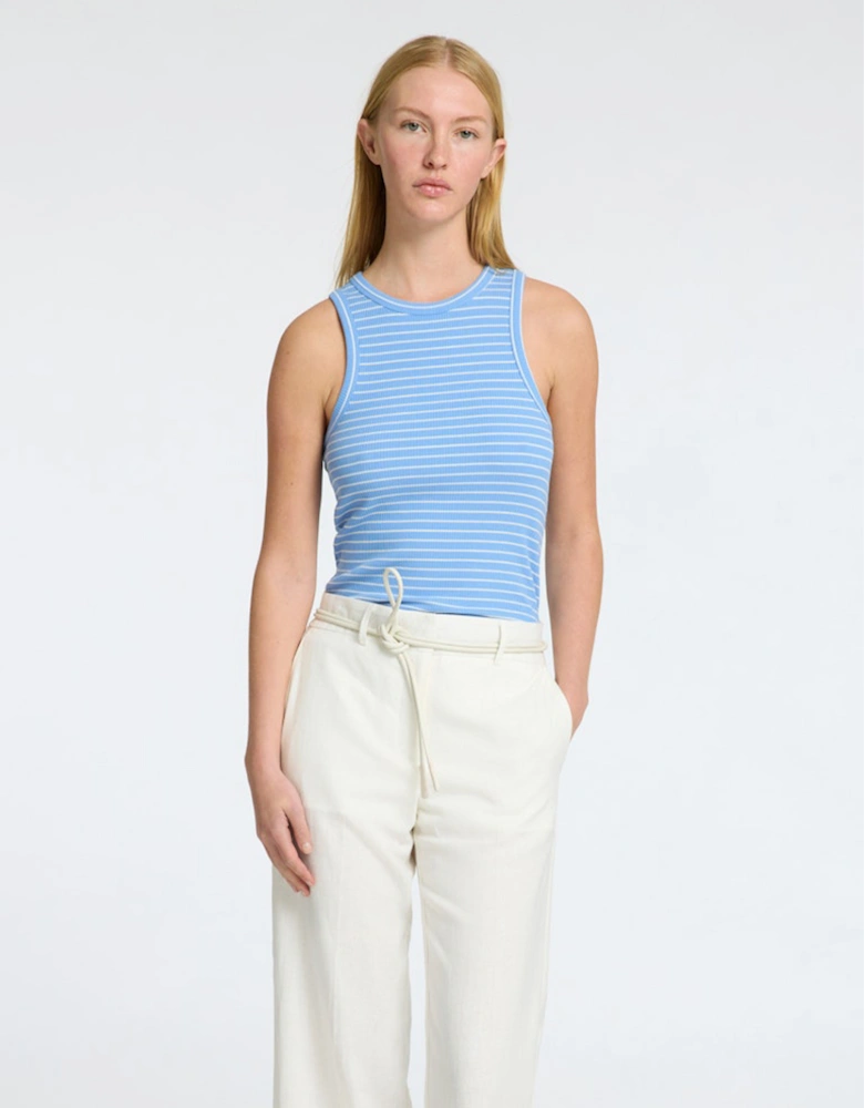 Femme Anna O-neck Striped Tank Top Cornflower Blue/Snow White