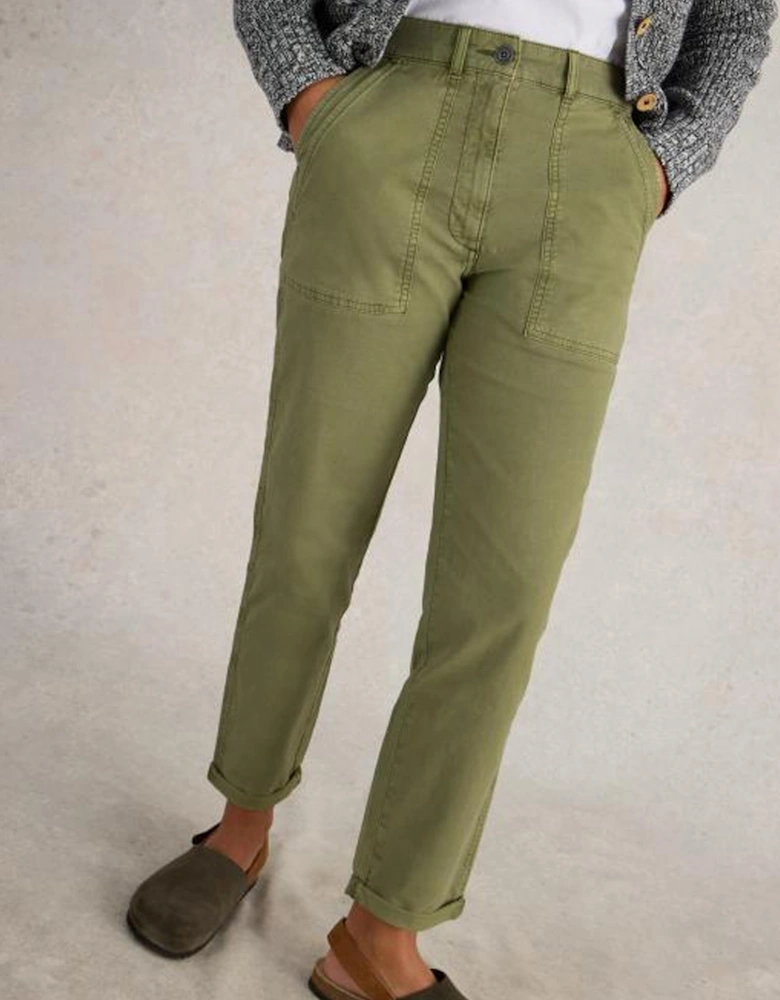 Women's Twister Chino Trouser Short Khaki Green