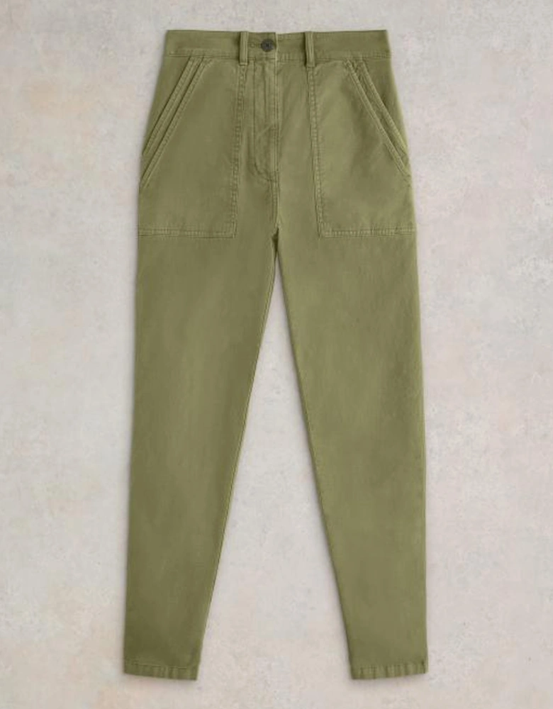 Women's Twister Chino Trouser Short Khaki Green