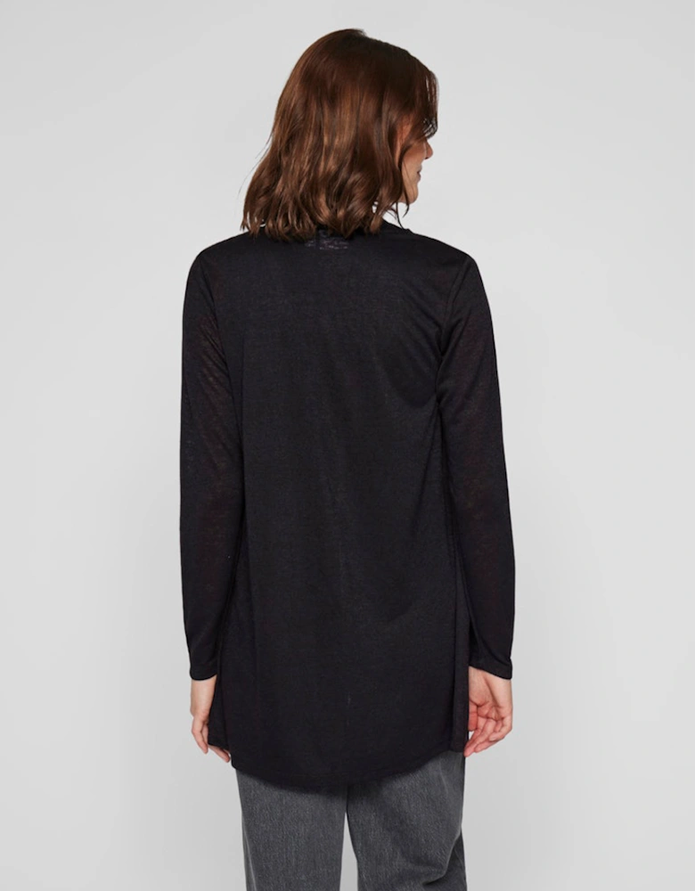 Amer Long Sleeve Open Cardigan Black Beauty