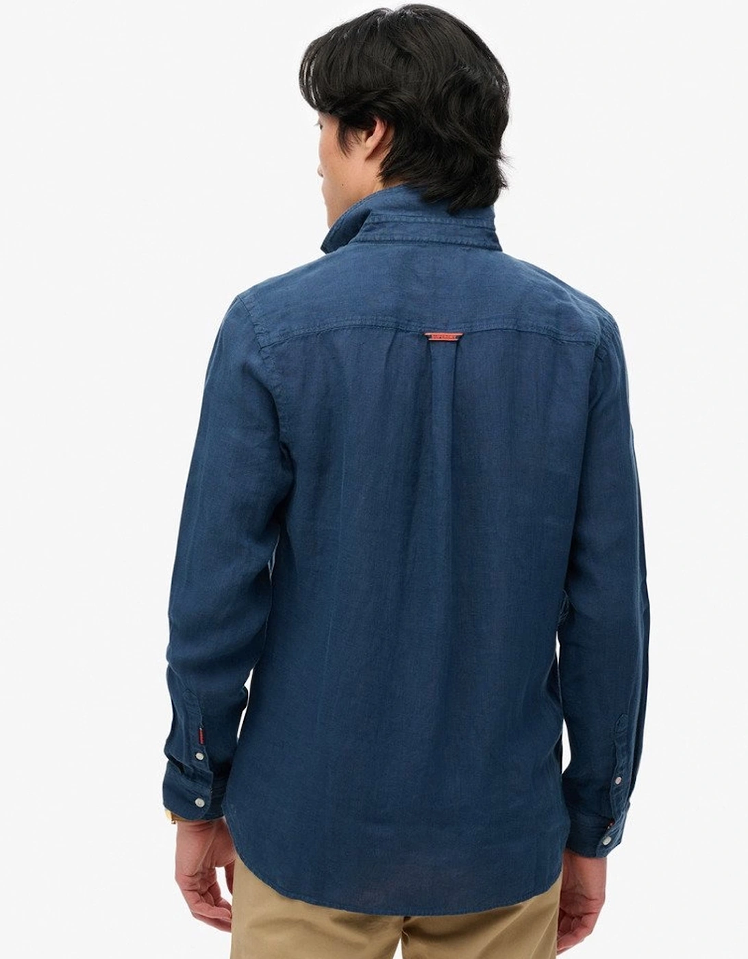 Men's Vacation Long Sleeve Linen Shirt Navy