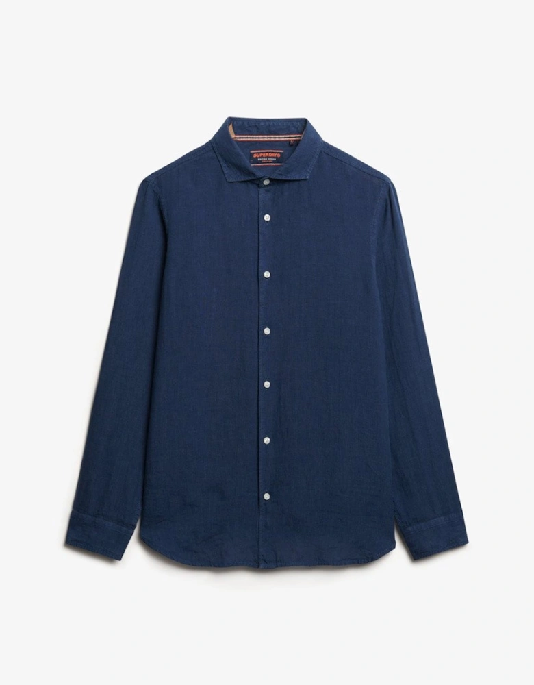 Men's Vacation Long Sleeve Linen Shirt Navy