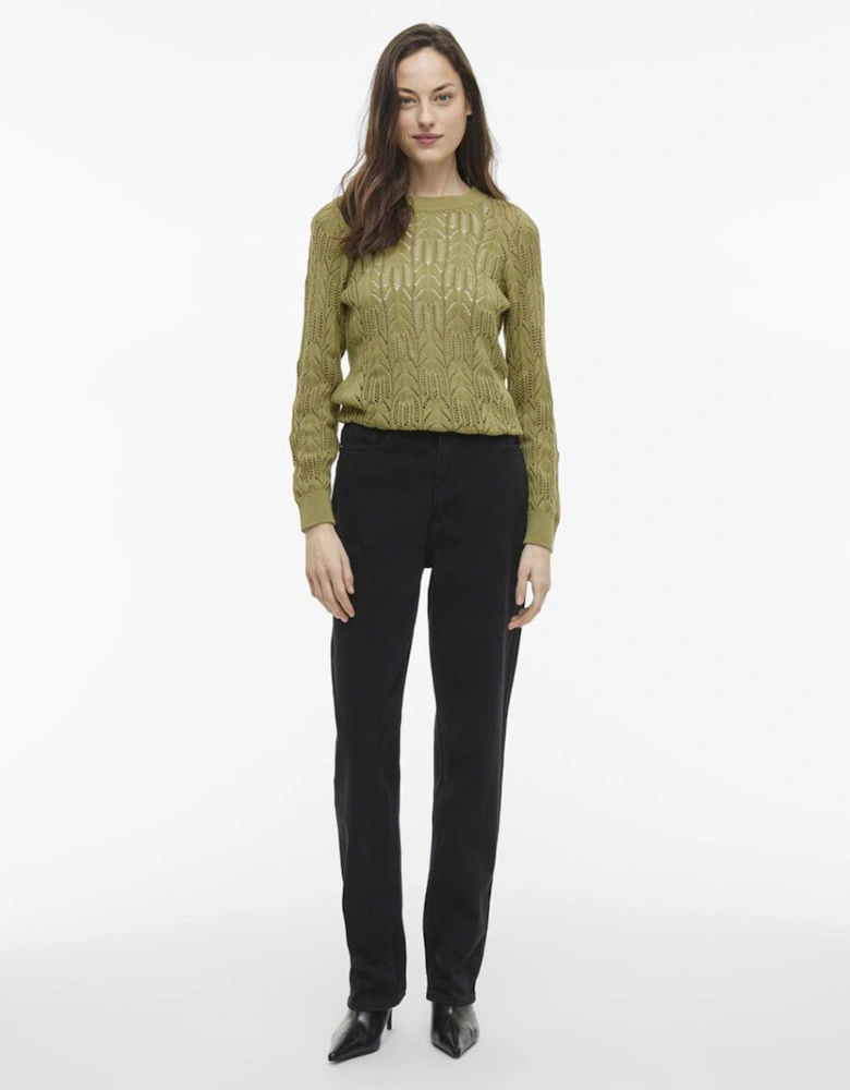 Cotti O-Neck Long Sleeve Knit Top Sage