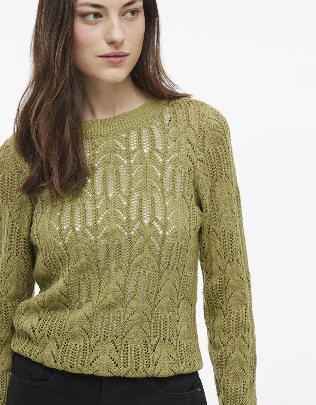 Cotti O-Neck Long Sleeve Knit Top Sage