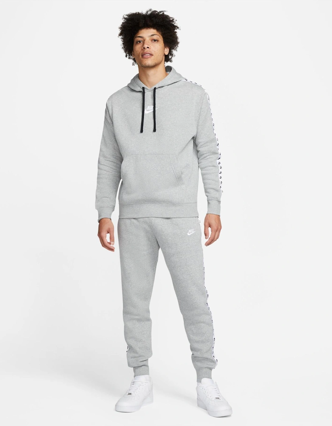 Nike Men's Grey Tape Hooded Tracksuit - Size: Regular/36