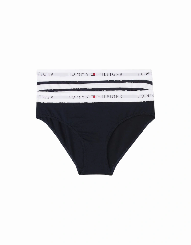 Girls 2-Pack Breton Stripe Bikini Briefs, Navy/white