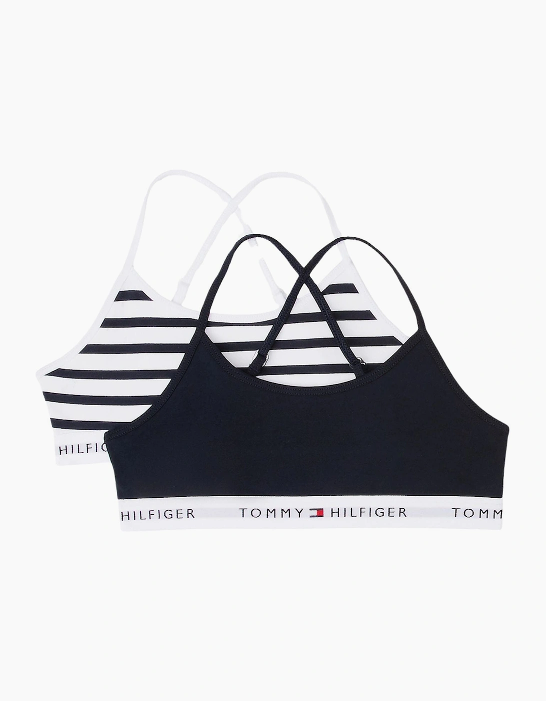 Tommy Hilfiger Girl's Girls 2-Pack Breton Stripe Strappy Bralette Set, Navy/white - Black - Size: 12 years/13 years/14 years